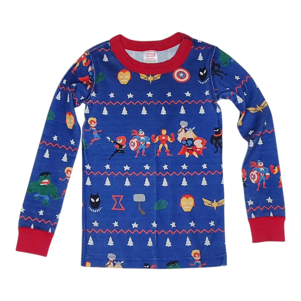 Hanna Andersson + Marvel Avengers Long John Pajama Top Blue|Red Kids Size 5